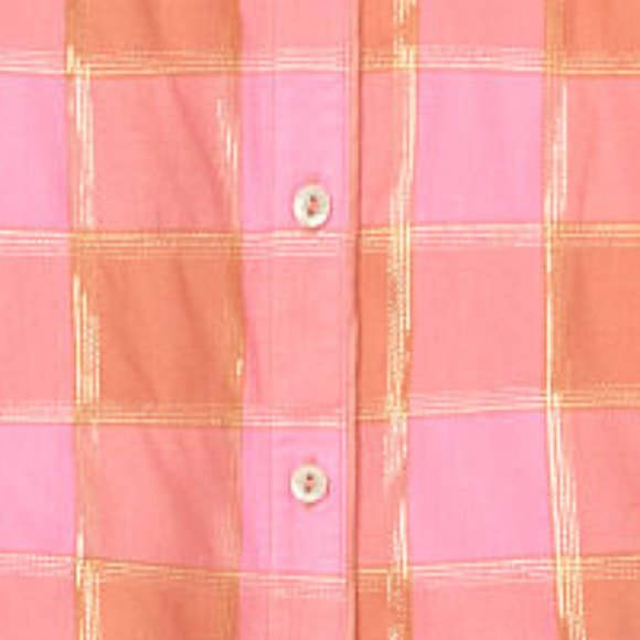 VICTORIA'S SECRET XS Flannel Top Plaid Pink w/ Gold Metallic NWT - Picture 15 of 16